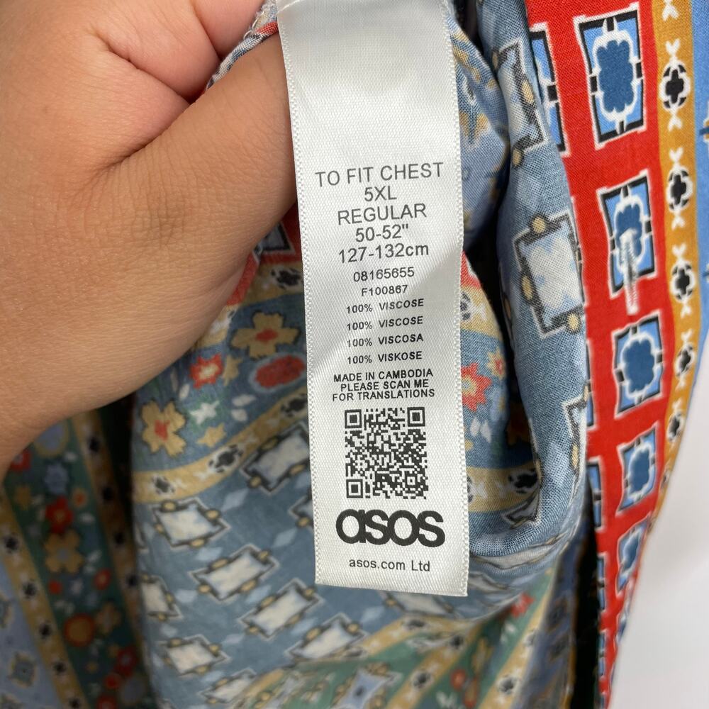 Asos Stripped Color Block Print Flowy Button Down… - image 8